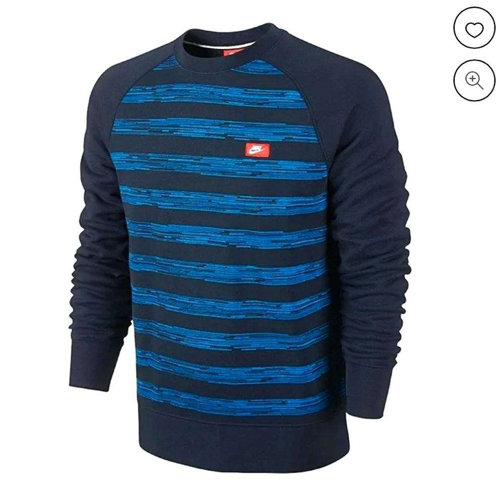 Nike AW77 Speed Blue Striped French Terry Raglan Sweatshirt